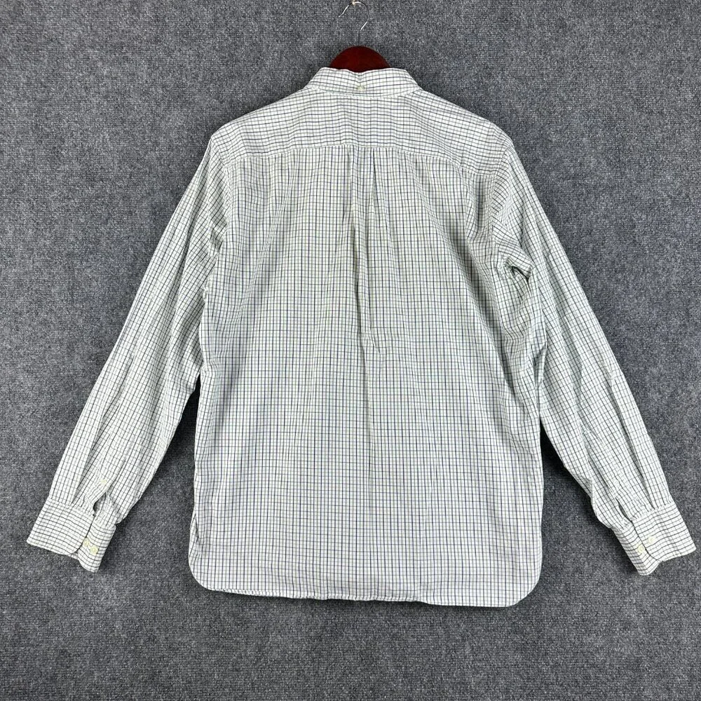 J Crew Shirt Mens Large Regular Fit Button Down Blue Green White Cotton Plaid